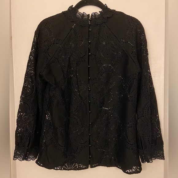 Sezane Becall Lace Long Sleeve Blouse Black Size FR 34/US 2 - Picture 3 of 10